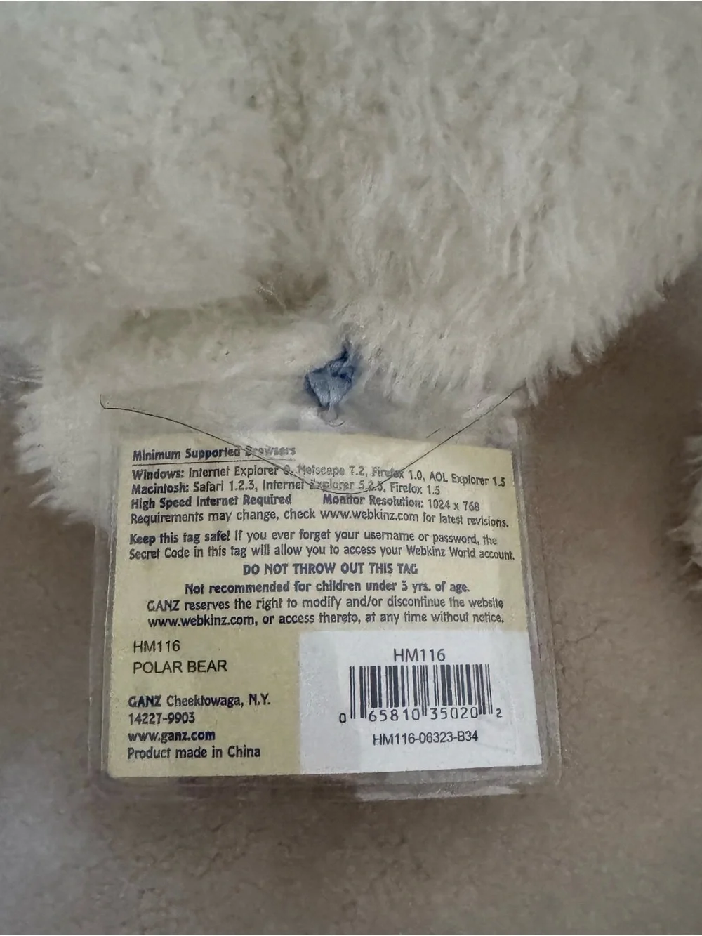 Vintage Ganz Webkinz Polar Bear NWT (HM116) Active